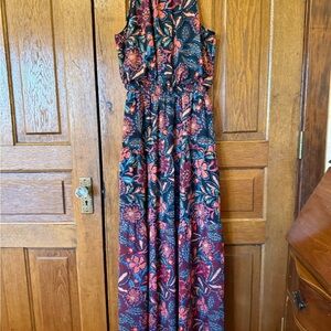 Vince Camuto Orange Black Tie Front Halter Maxi Dress
